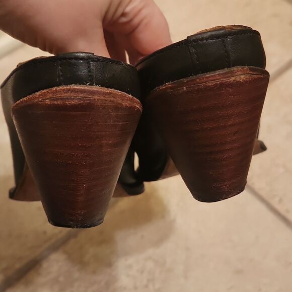 Charlie 1 Horse Black Embroidered Leather Heeled Mules Made in Brazil Size 8B - Picture 5 of 12